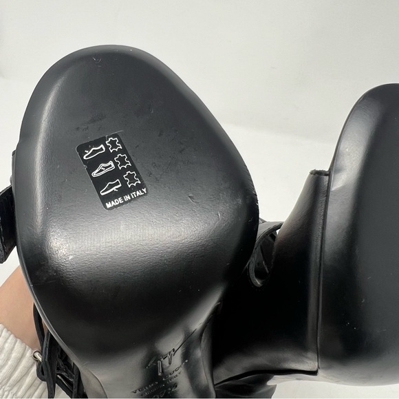 NEW Giuseppe Zanotti Buckle Strap Stiletto Heels Black Strappy Leather Size 37.5 - Picture 9 of 10